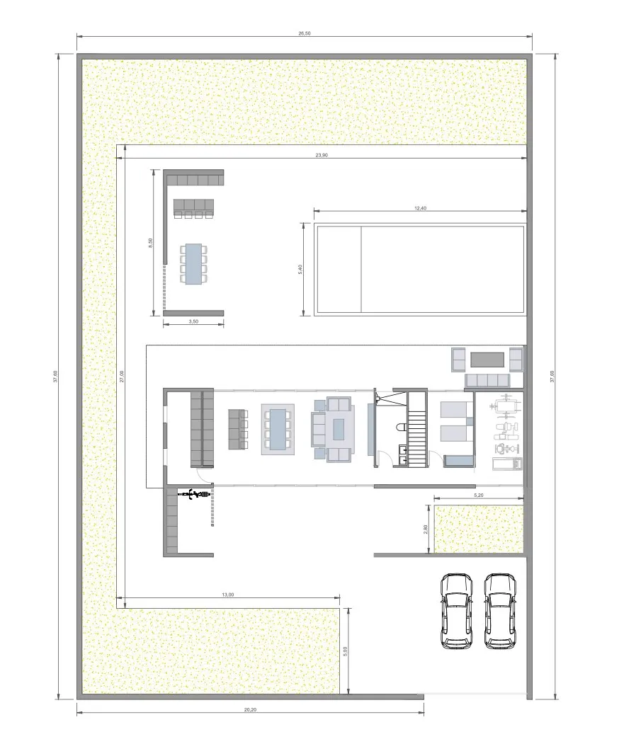 Plano de la vivienda Villa Atlas, Planta baja