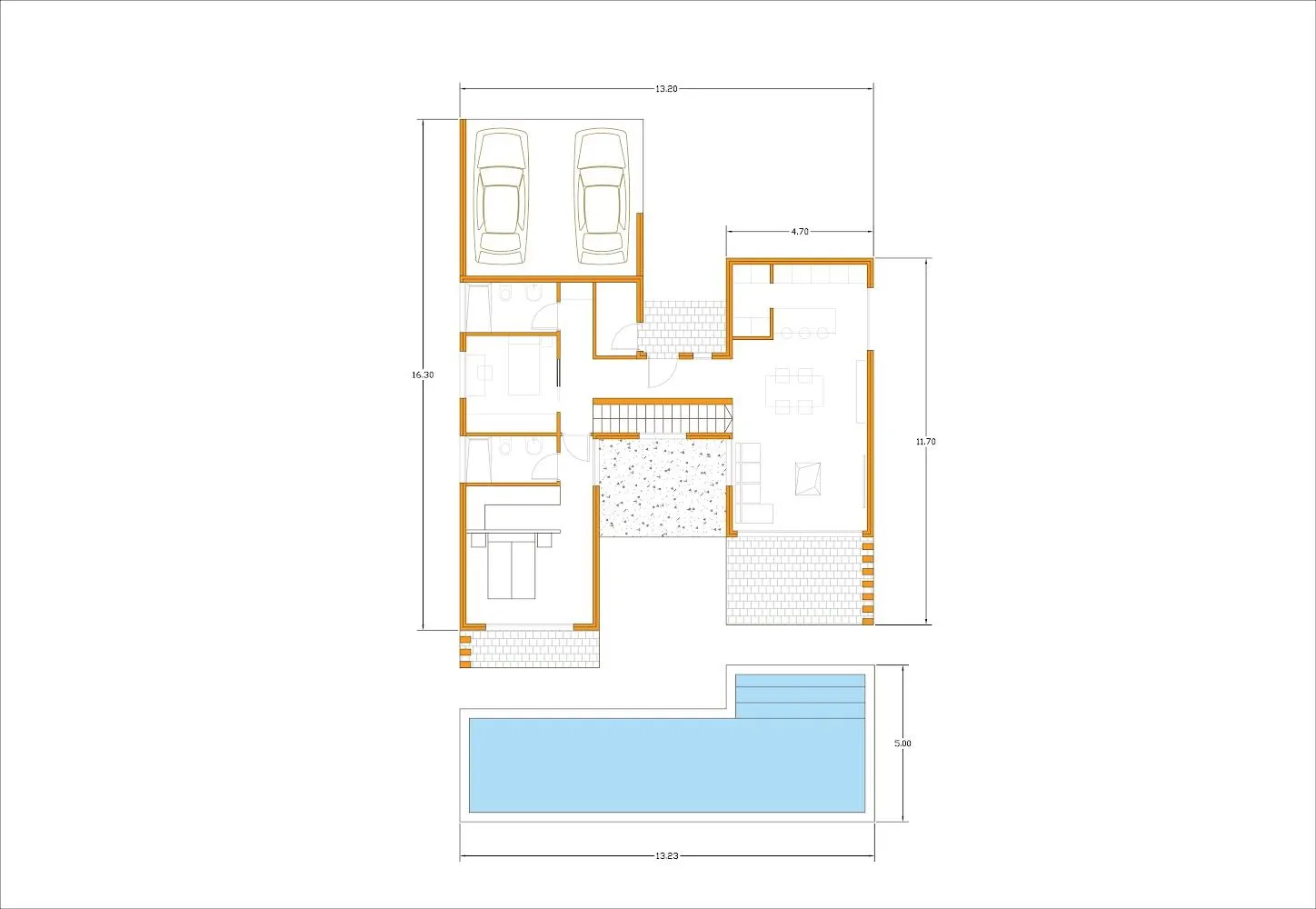 Plano de la vivienda Villa Perla, Planta baja